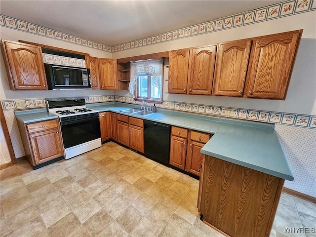 kitchen featuring black appliances and sink