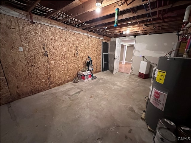 basement with water heater