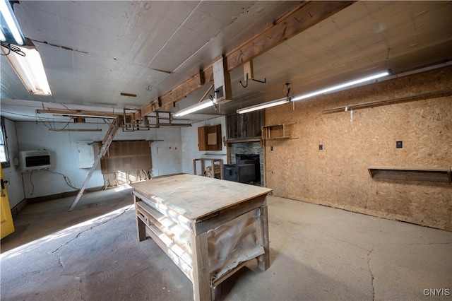 basement with heating unit