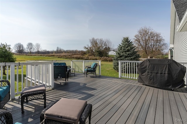 wooden terrace with grilling area