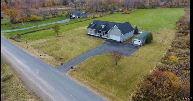 aerial view with a rural view