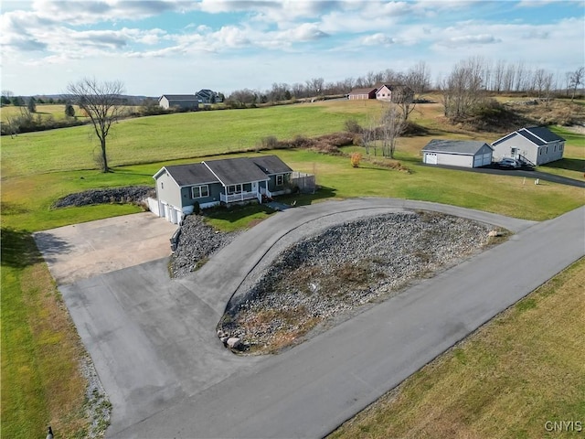 aerial view featuring a rural view