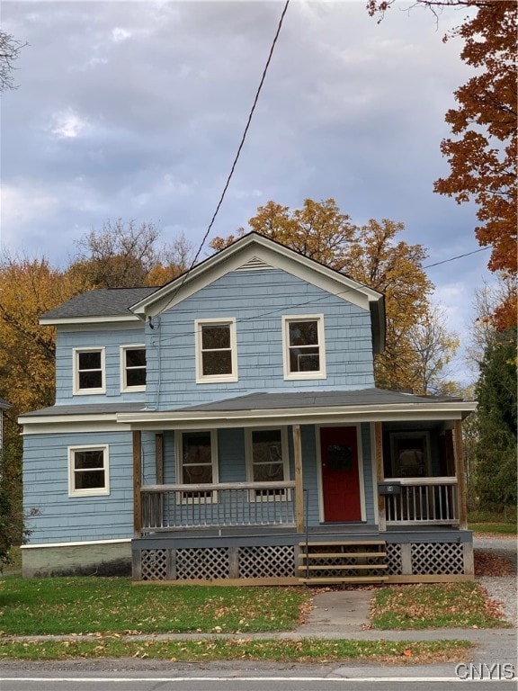 view of front of home featuring covered porch