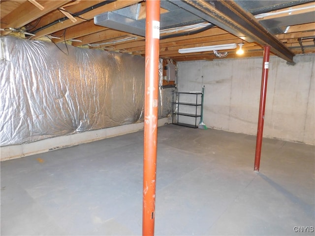 basement with electric panel