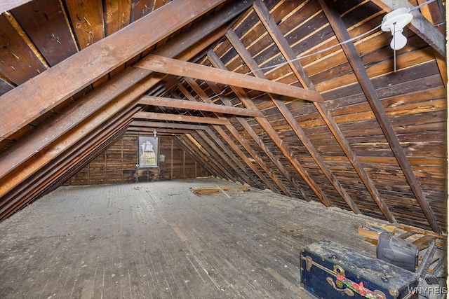 view of unfinished attic