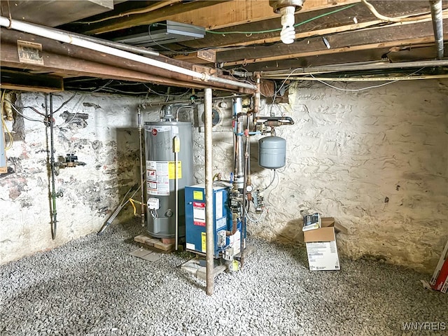 utility room featuring water heater