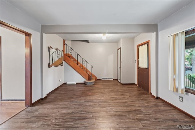 entrance foyer with dark wood-type flooring