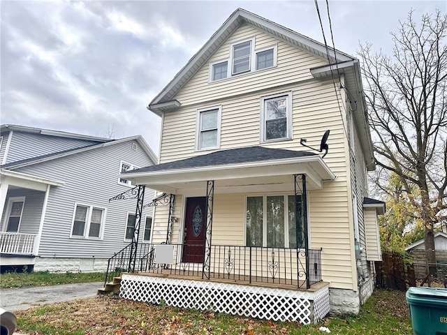 view of front property with covered porch