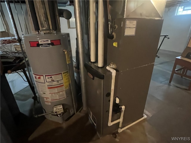 utilities with heating unit and gas water heater