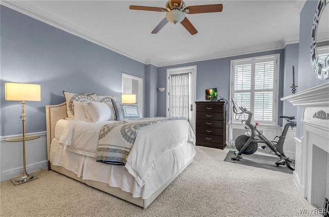 800 W Ferry St Unit 2Cc, Buffalo, NY 14222 - carpeted bedroom with crown molding, a ceiling fan, and baseboards