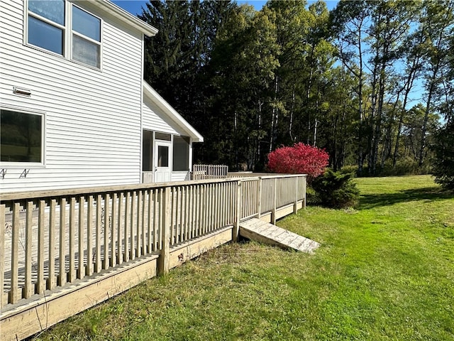 view of yard with a wooden deck