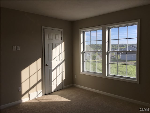 unfurnished room featuring carpet