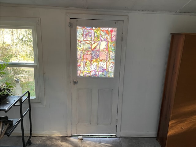 entryway with concrete floors