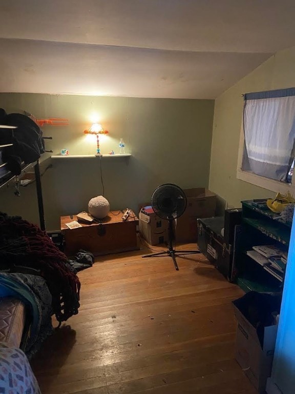 bedroom with wood-type flooring