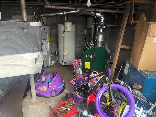 utility room with water heater