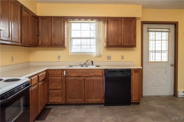 kitchen with dishwasher, sink, plenty of natural light, and electric stove