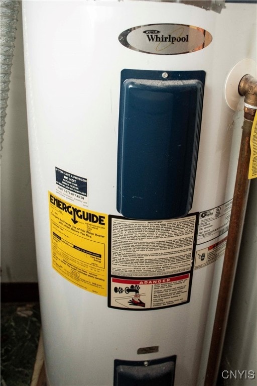 details featuring electric water heater