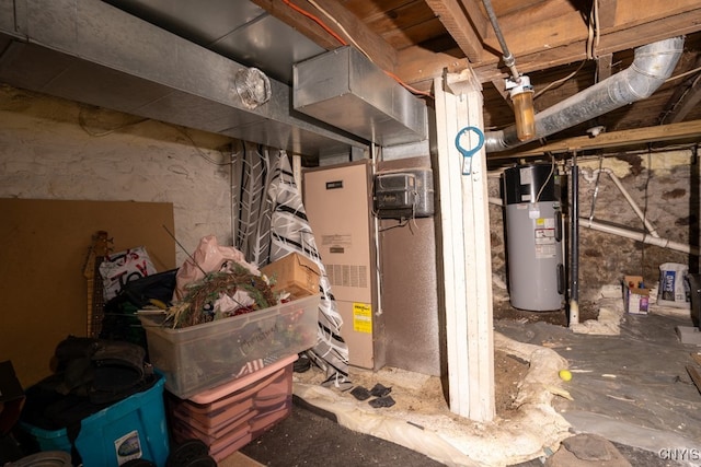 basement with water heater