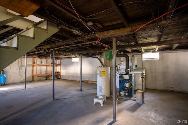 basement featuring water heater