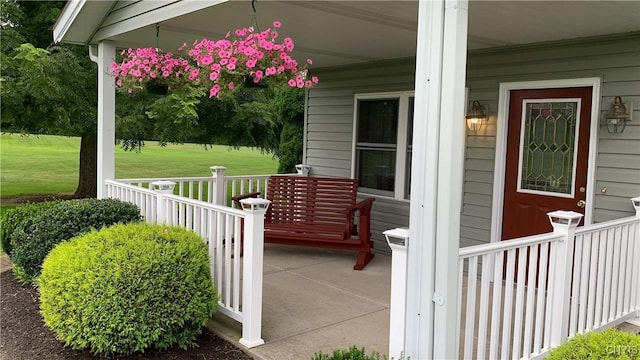 view of patio featuring covered porch