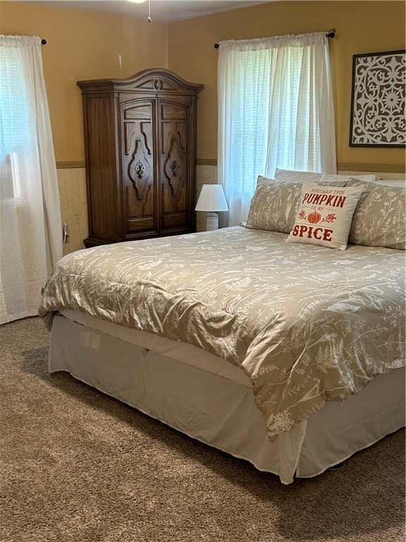 carpeted bedroom with multiple windows