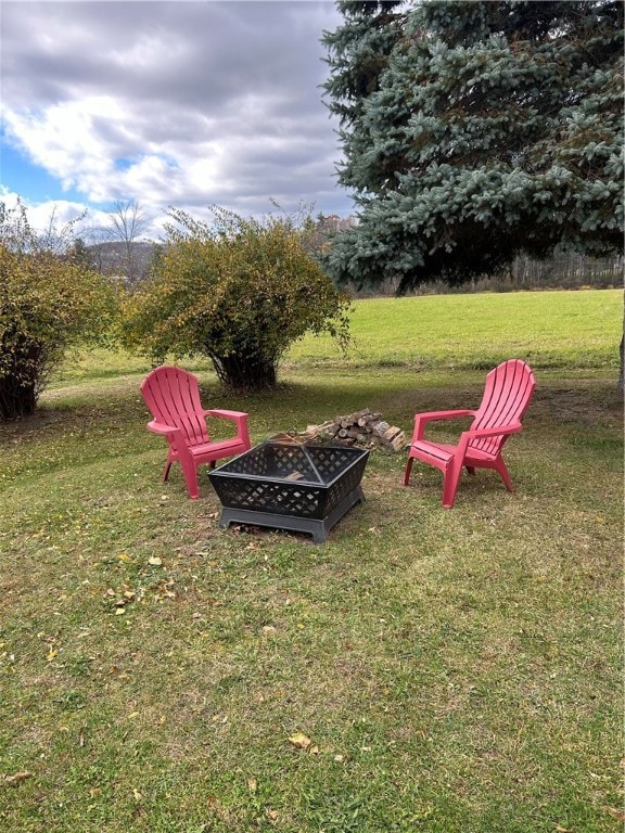 view of yard featuring a fire pit