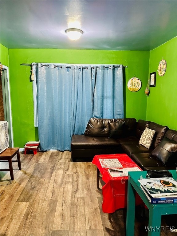 living room with light hardwood / wood-style floors