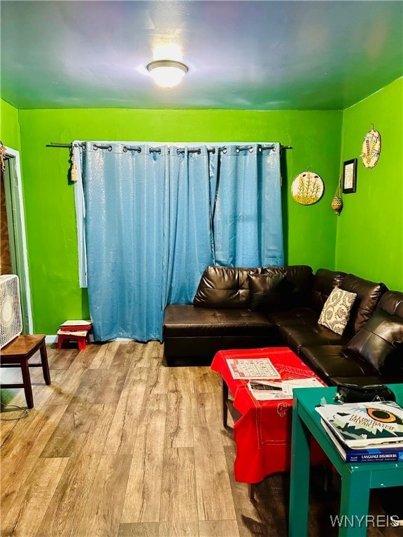 living room with light hardwood / wood-style floors