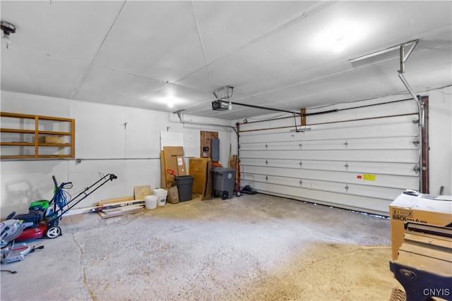 garage with a garage door opener