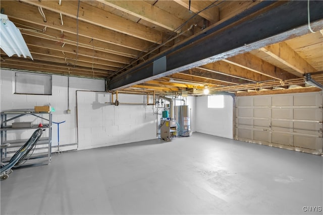 basement with gas water heater