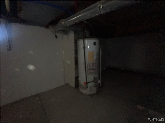 basement with water heater