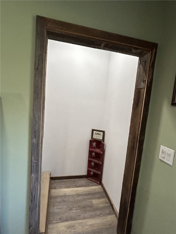 interior space with dark wood-type flooring