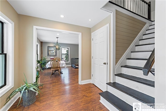 interior space with hardwood / wood-style floors