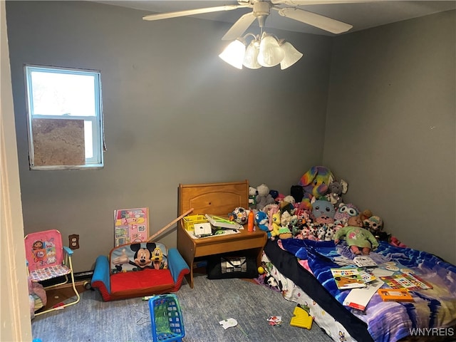 bedroom featuring ceiling fan