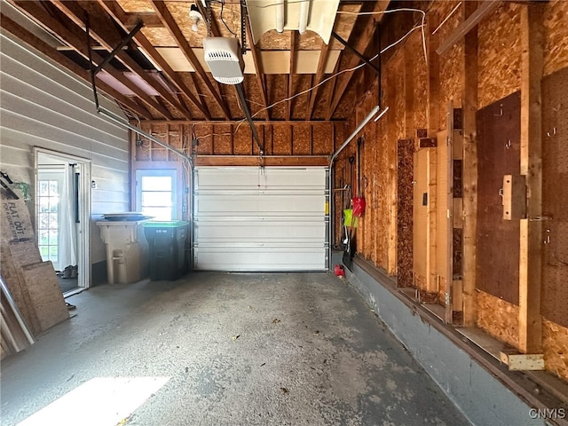 garage with a garage door opener