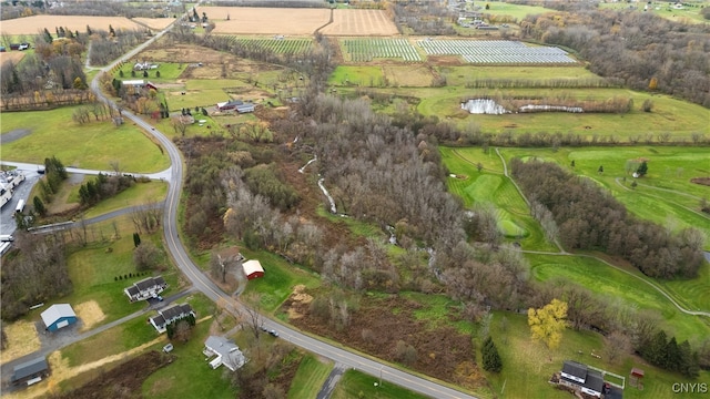 drone / aerial view with a rural view