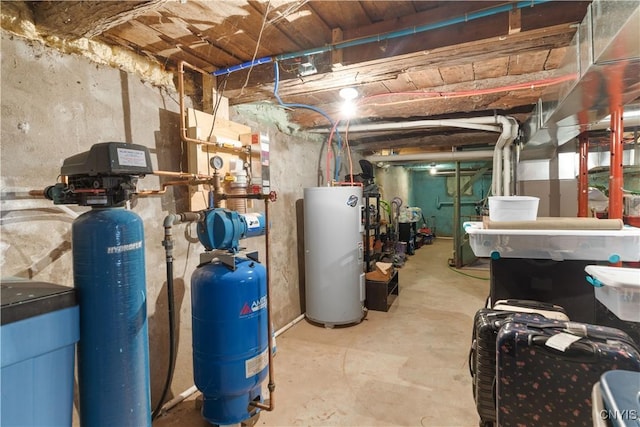 utility room with electric water heater