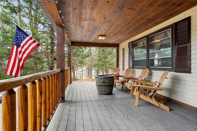 deck featuring covered porch