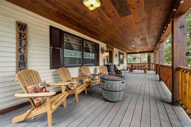 deck with a porch