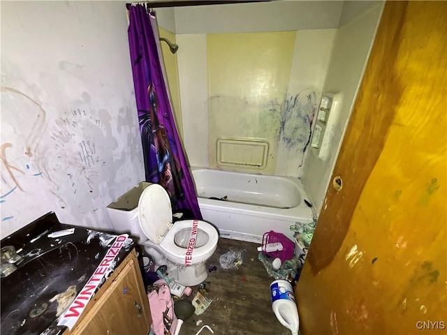 353 S James St, Wilna, NY 13619 - full bathroom featuring shower / bath combo with shower curtain, vanity, and toilet