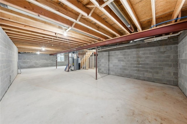 basement with electric water heater