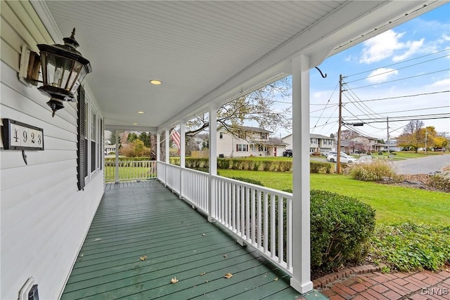 deck with covered porch