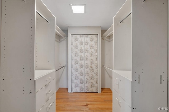 spacious closet featuring light hardwood / wood-style floors