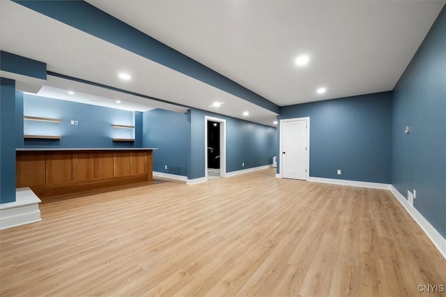 unfurnished living room with light wood-type flooring