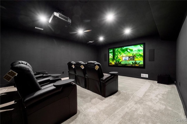 view of carpeted home theater room