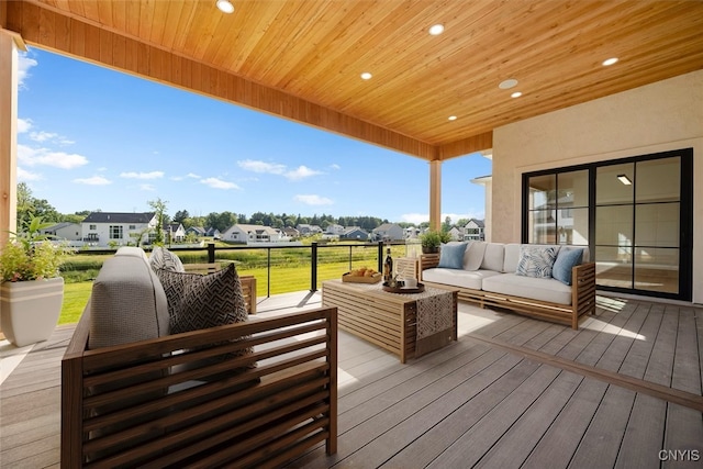 deck featuring an outdoor living space