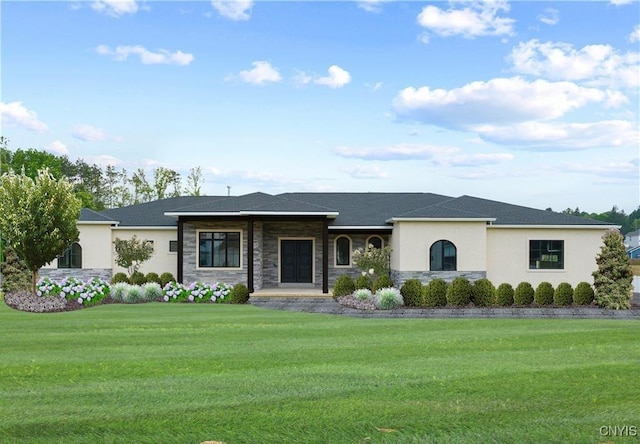 view of front of house with a front lawn