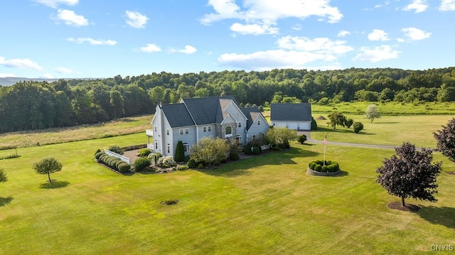 birds eye view of property featuring a rural view