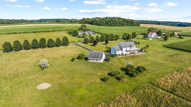 birds eye view of property with a rural view