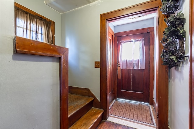 doorway with hardwood / wood-style floors